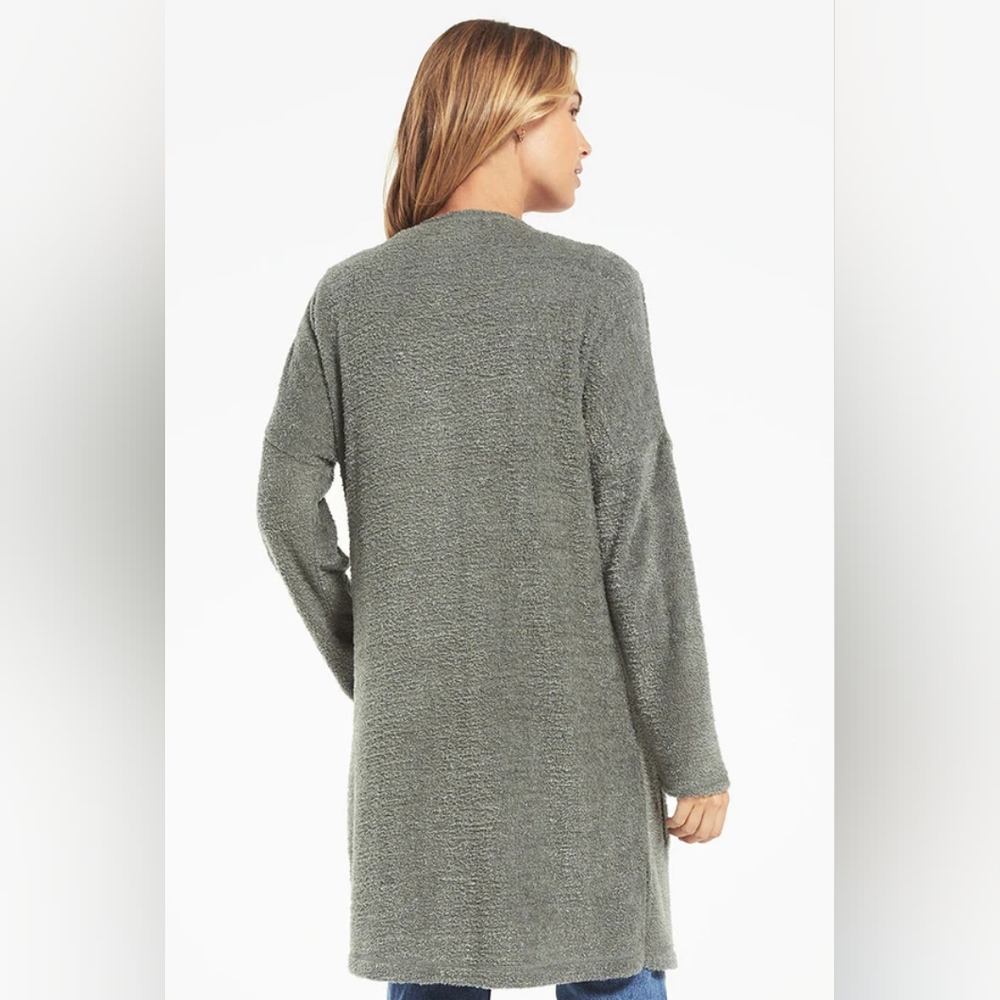 Z SUPPLY FEATHER KNIT CARDIGAN GREEN OPEN CARDIGAN POCKETS Size SMALL - Picture 3 of 9